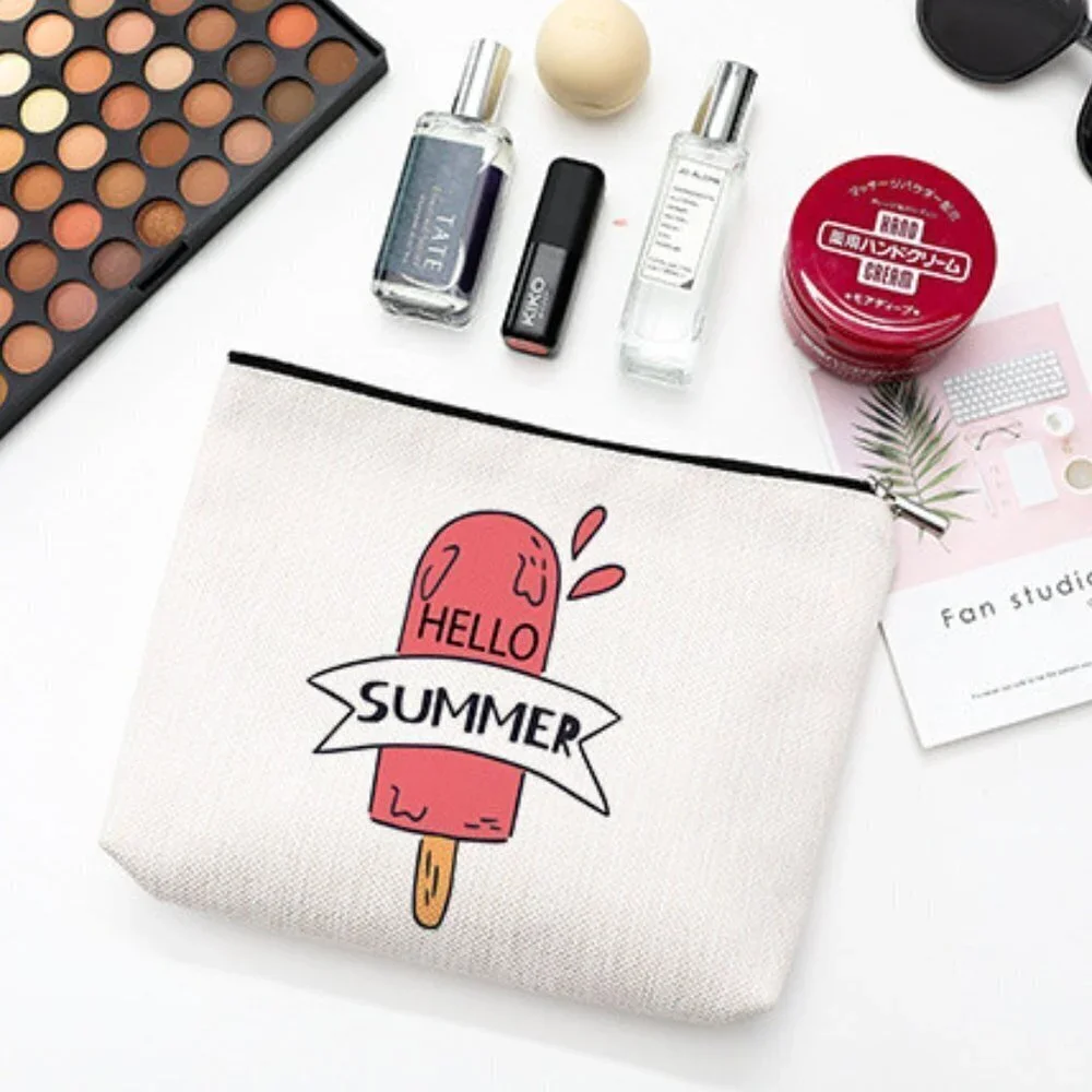 Cotton Linen Zipper Cosmetic Bag